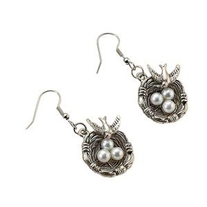 Vintage Swallow Bird Nest Drop Earrings